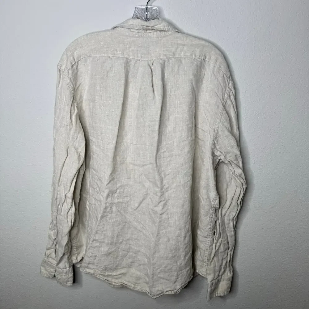 Banana Republic Men’s XL Linen Shirt Beige Long Sleeve Button Front Untucked Fit
